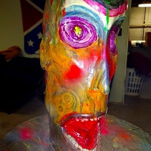 Hand carved wood head